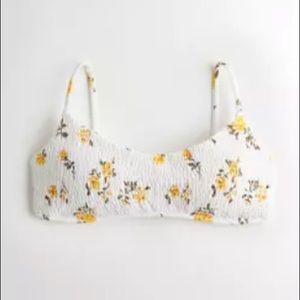 Hollister Smocked Scoop Bikini Top in Yellow Floral